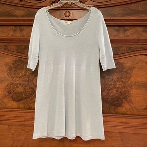 Eileen Fisher baby blue knit short sleeve tunic.  Cashmere and cotton blend.